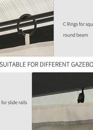 9.84' x 13.1' Gazebo Sidewall Set with Hooks/C-Rings, Beige
