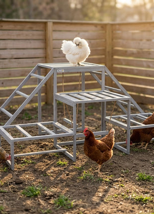 Chicken Roost Toys for Chickens Hens, Coop Accessories with Wood Stand, Ladder Platforms, for 10-15 Chickens
