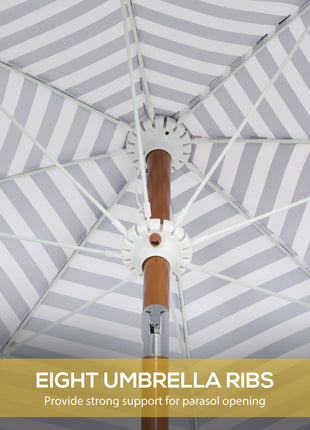 7 x 7 ft Outdoor Umbrella with Tilt, Vent, Patio Market Table Umbrella Parasol with Fringed Ruffles and Flounce, Blue