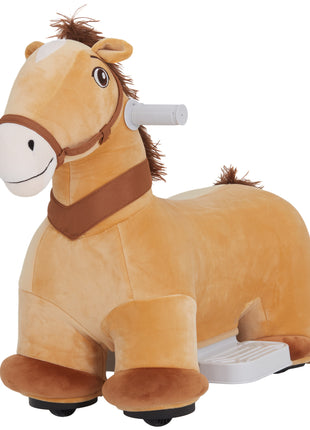 Battery Powered Electric Ride on Pony, 6V Ride on Horse w/ with Music Forward, PU Wheels, Aged 18-36 Months, Brown