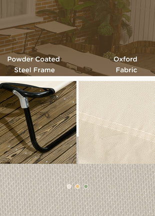 Chaise Lounge Pool Lounge Chairs Set of 2, Outdoor Sun Tanning Chairs, Reclining Back, Steel Frame and Side Pocket, Tan
