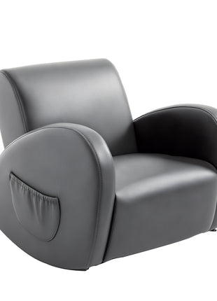 Kids Sofa Rocking Chair with Side Pocket, PU Leather Toddler Armchair for Children Grey