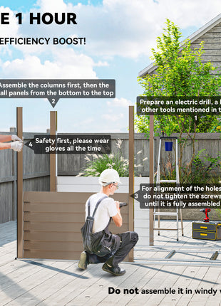 4.6' x 9' Outdoor Storage Shed, Lean to Metal Shed with Foundation Kit, Lockable Doors and Gloves for Patio, Lawn, Brown