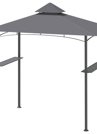 8' x 5' Grill Gazebo with Double Roof, Outdoor BBQ Canopy Gazebo with 2 Side Shelves for Patio Yard Garden Gray