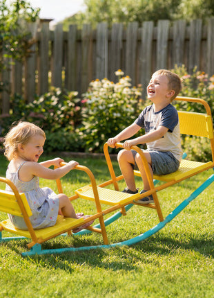 Teeter Totter Seesaw for Kids, 2 in 1 Metal Rocking Seesaw for Toddlers Age 3-8, Playground Equipment for Backyard