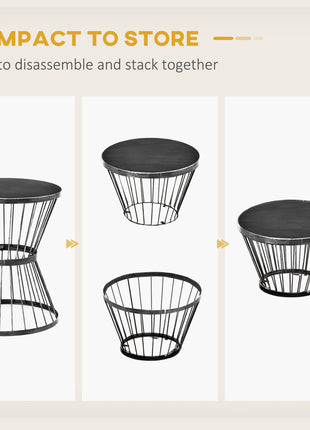16" Steel Patio Side Table, Garden End Table with Hourglass Design, Accent Table for Outdoor and Indoor Use, Distressed Black