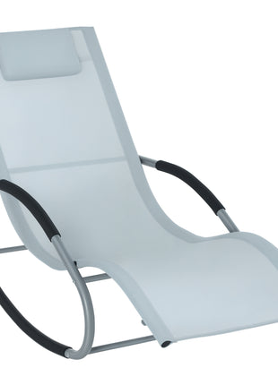 Zero Gravity Rocking Chair Outdoor Chaise Lounge Chair Recliner Rocker with Detachable Pillow and Weather-Fighting Fabric for Patio, Deck, Pool, Gray