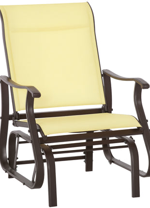 Outdoor Glider Chair, Gliders for Outside Patio with Steel Frame and Mesh Fabric for Backyard, Garden, and Porch, Beige