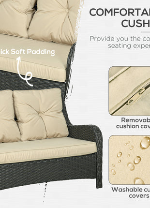 2-Seater Outdoor Sofa w/ 4" Thick Cushions, Outdoor Couch, Beige