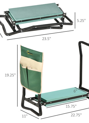 Garden Kneeler Seat Stool Bench Kneeling Pad and 1 Large Side Tool Pouch & Easy Folding Design for Transport & Storage