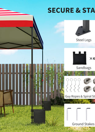 10 x 10 ft Pop Up Canopy Tent with One Push Setup, Outdoor Portable Instant Canopy Shelter w/ Roller Bag, American Flag
