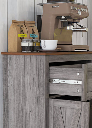 Farmhouse Sideboard Storage Cabinet with Doors and Drawer for Kitchen, Living room, 23.5"x11.75"x34.5", Gray