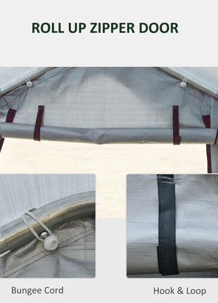 6' x 8' Carport Portable Garage, Heavy Duty Storage Tent, Patio Storage Shelter w/ Anti-UV PE Cover and Double Zipper Doors, for Motorcycle Bike Garden Tools, Light Gray