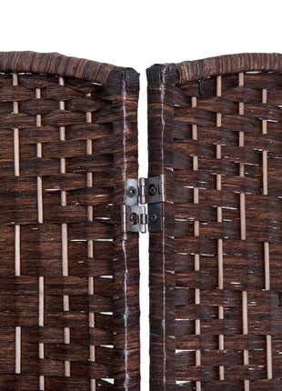 Room Divider 4 Panel, 6FT Tall Folding Privacy Screen, Freestanding Hand-Woven Partition for Room Separation with 360° Hinges, Paper Rope Diamond Weave, Brown