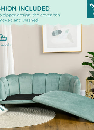 Pearl Design Pet Sofa for Medium and Large Sized Dogs, Pet Bed with Cushion and Solid Wood Legs, Green