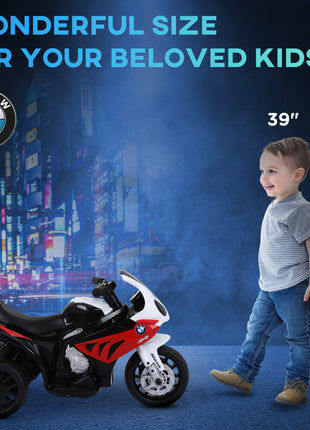 6V 3 Wheeled Electric Motorcycle, Kids Motorcycle Licensed BMW with Headlight, Music, Red