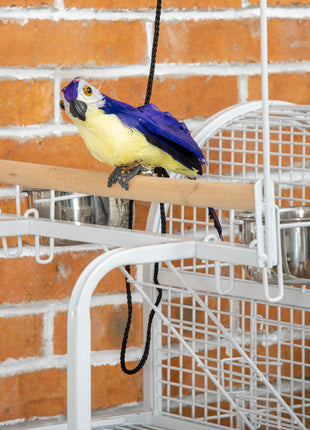 55" Large Parrot Cage with Toy Hooks Above Top Bird Perch, Tray, Food Cups, Rolling Stand, Bird Cage for Cockatiels, Parakeets, Lovebirds