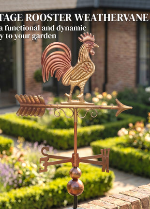 Metal Rooster Weathervane, Roof Mount Wind Direction Indicator, Outdoor Weather Vanes