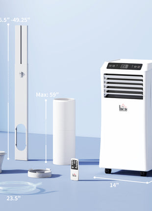10000 BTU Mobile Portable Air Conditioner with Cooling, Dehumidifier and Ventilating, 2 Speed Fans, 24-Hour Timer, White
