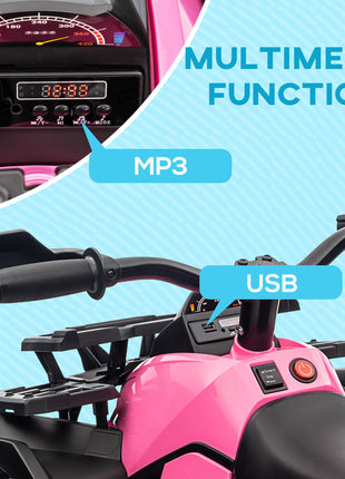 12V 4 Wheeler Kids ATV with Music, Headlights for 37-60 Months Boys and Girls, Pink