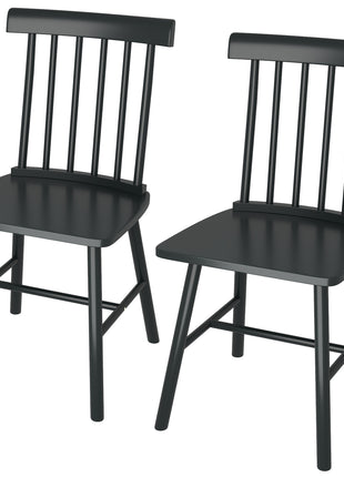 Dining Chairs Set of 2, Farmhouse Wood Kitchen Chairs with Rubber Wood Frame, Spindle Back for Dining Room, Black