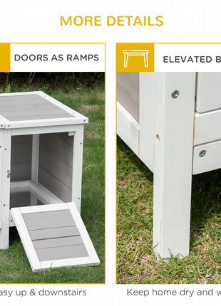 Rabbit Hutch, Bunny Cage, Guinea Pig House with Pull-Out Tray, and Divided Board for Indoor, White