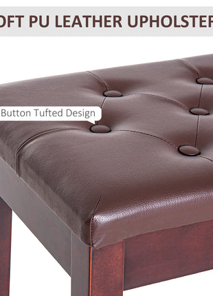 Piano Bench, Duet Piano Chair with Faux Leather Padded Cushion and Wooden Frame, Button Tufted Keyboard Bench, Brown