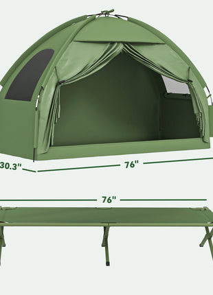 Camping Tent Cot, Single Person Folding Cot Combo, Off-Ground Tent, Covered Outdoor Bed with Carry Bag for Hiking, Camping