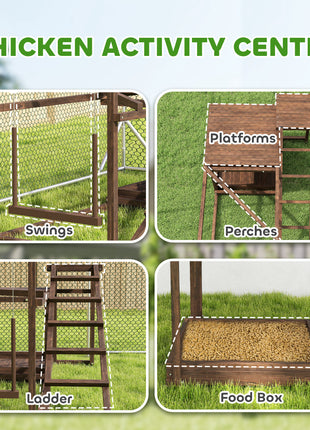 Chicken Perch with Swing, Roosting Bars & 2 Ladders for 4–6 Hens, Wooden