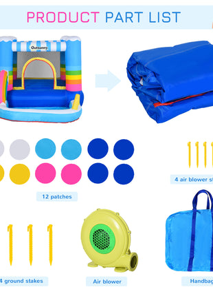 Inflatable Bounce House for Kids 2-in-1 Jumping Castle for Indoor Outdoor Party with Trampoline, Pool, Carry Bag & Air Blower