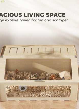 39 inch Hamster Cage Habitat with Acrylic Window & Openable Top for Dwarf Hamster, Gerbil, Guinea Pig, Rat, Oak