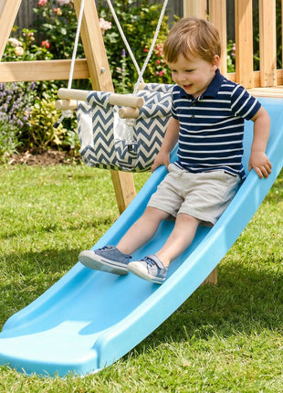 Swing Set for Backyard, Wooden Toddler Outdoor Playset with Baby Swing Seat, Kids Slide, Fort, Playground Equipment with Captain's Wheel, Telescope for Ages 1.5-4, Natural