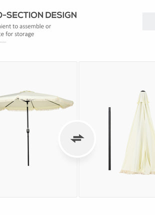 9 ft Cantilever Umbrella with Push Button Tilt and Crank Tassles and 8 Ribs Shade Umbrellas for Garden