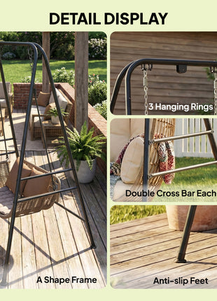 Hammock Chair Stand  Indoor and Outdoor Use with Anti-Slip Foot Pads, 2 Carabiners, Black