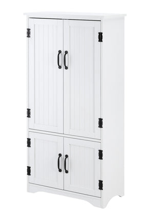 Accent Floor Storage Cabinet Kitchen Pantry with Adjustable Shelves and 2 Lower Doors, White