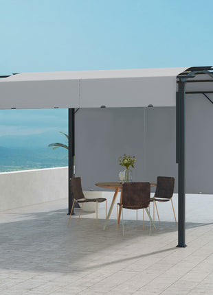 11' x 11' Outdoor Retractable Pergola with Canopy for Backyard, Gray