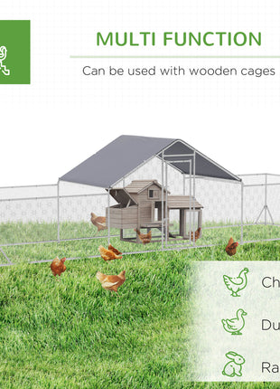 23' x 6.6' Large Chicken Coop with Weather-Resistant Cover for 12-14 Chickens, Silver
