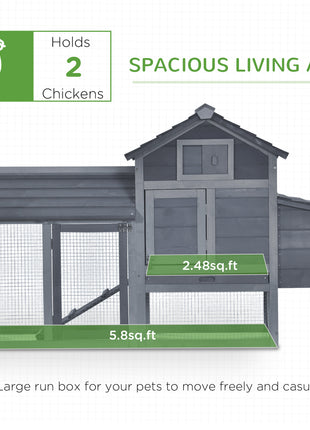 59" Small Wooden Chicken coop Hen House Poultry Cage for Outdoor Backyard with 2 Doors, Nesting Box and Removable Tray, Gray