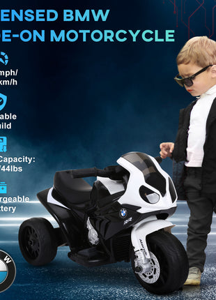 6V 3 Wheeled Electric Motorcycle, Kids Motorcycle Licensed BMW with Headlight, Music, Black