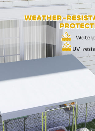 79" Galvanized Steel Large Catio with Waterproof Canopy, Sleeping Box, Jumping Platforms, for 1-3 Kittens, Silver
