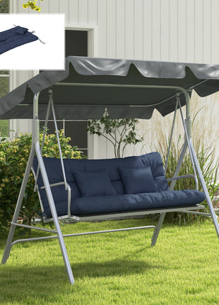 59" Tufted Bench Cushions & Throw Pillows, Replacement Bench Seat Pad, Back & 2 Pillows for Outdoor Furniture, Navy Blue