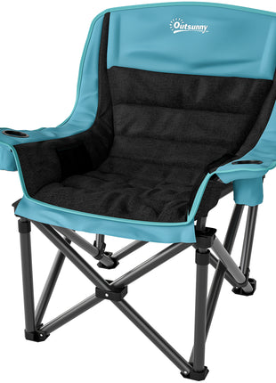 Camping Chair for Adults, Portable Folding Camping Chair w/ Side Pockets, Cup Holders, Carry Bag, Green and Black