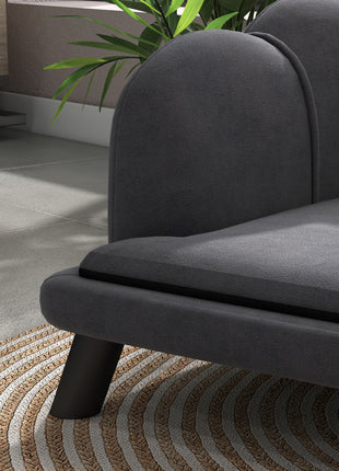 Pearl Design Pet Sofa for Medium and Large Sized Dogs, Pet Bed with Cushion and Solid Wood Legs, Charcoal Gray