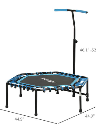 45" Rebounder Trampoline for Adults, Quiet Bungee Rebounder with LED Lights and Adjustable Handle, Blue