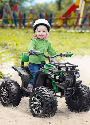 12V 4 Wheeler Kids ATV with Music, Headlights for 37-60 Months Boys and Girls, Green