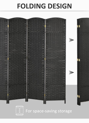 Folding Room Divider Screen 4 Panel 5.6 ' Tall Privacy Screen Freestanding Room Partition for Home Office, Black