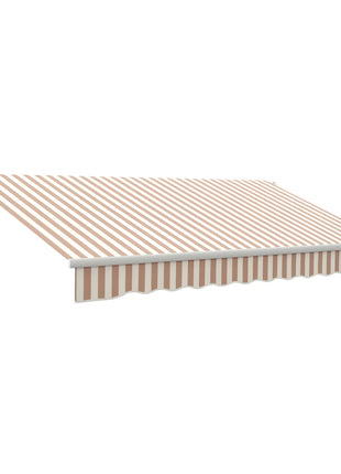 12' x 10' Manual Retractable Awning Outdoor Sunshade Shelter with Adjustable & Versatile Design, Beige and White