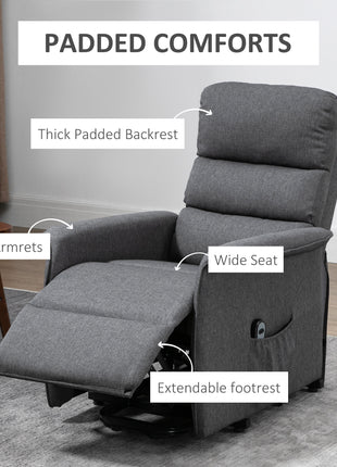 Power Lift Assist Recliner Chair for Elderly with Remote Control, Linen Fabric Upholstery Gray
