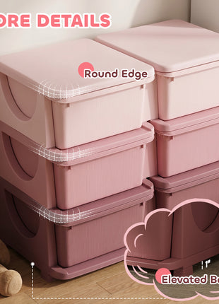 3 Tier Kids Storage Unit, Toy Organizers and Storage with 6 Drawer Chest for Kids Bedroom Nursery Kindergarten Living Room for Boys Girls Toddlers, Pink