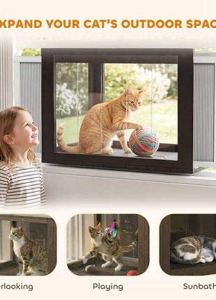 Catio Outdoor Cat Enclosure 25"–41" Outdoor Cat House for Sunbathing, Napping & Overlooking
